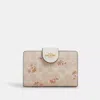 Coach Medium Corner Zip Wallet In Signature Canvas With Floral Print In Beige