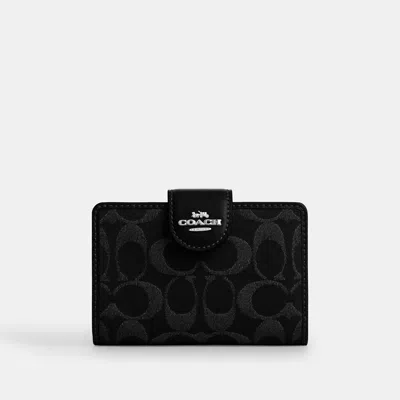 Coach Medium Corner Zip Wallet In Signature Denim In Black