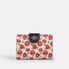 Coach Medium Corner Zip Wallet With Floral Print In Red