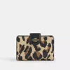 Coach Medium Corner Zip Wallet With Leopard Print In Multi