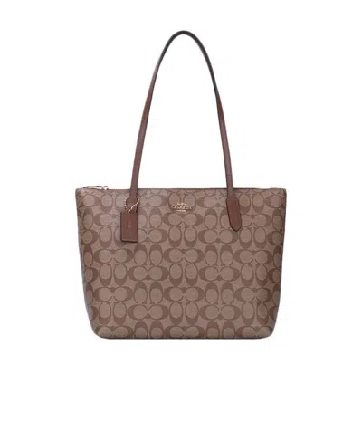 Coach Medium Logo Details Todd Shoulder Bag In Brown