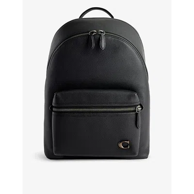 Coach Mens Black Charter Leather Backpack