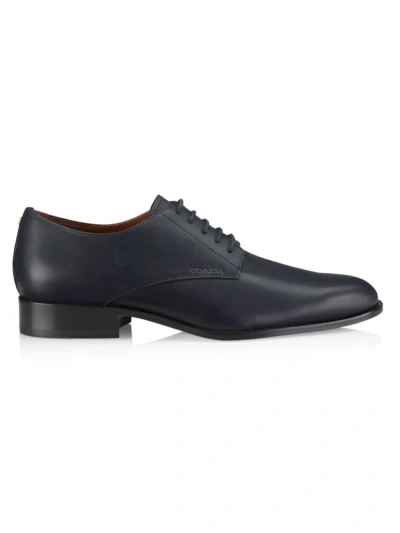 Coach Men's Sculpt Leather Derby Shoes In Midnight Navy
