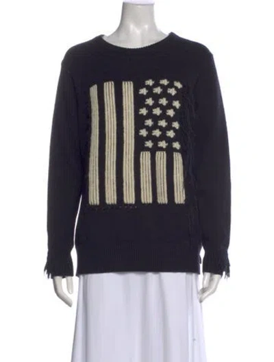 Pre-owned Coach Merino Wool Printed Sweater In Blue