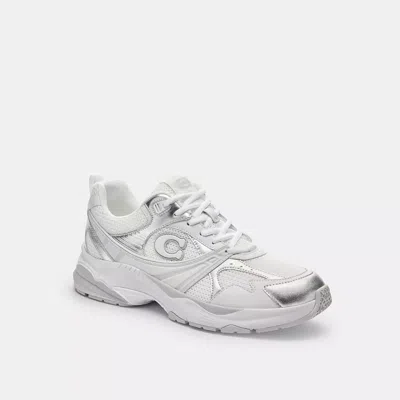 Coach Mesh Sneaker In Light Grey/optic White