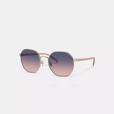 Coach Metal Hexagon Sunglasses In Purple/pink