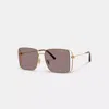 Coach Metal Square Sunglasses In Mauve