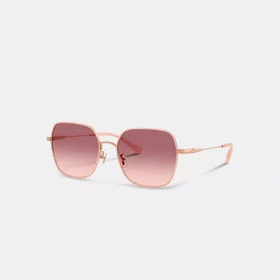 Coach Metal Thin Square Sunglasses In Pink