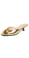 Coach Metallic Leather Kitten Heel Sandals Gold In Animal Print
