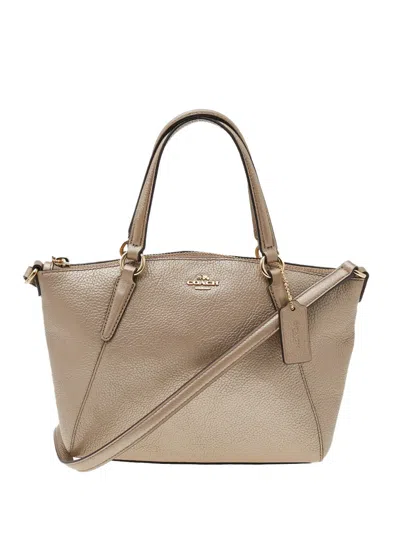 Pre-owned Coach Metallic Leather Tote Bag In Neutral