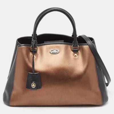 Coach Metallic/black Leather Margot Carryall Satchel In Multi
