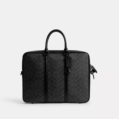 Coach Metropolitan Workbag In Signature Canvas In Charcoal