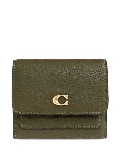 Coach Mila Logo-plaque Wallet In Green