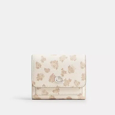 Coach Mila Small Flap Wallet With Floral Print In Silver/chalk Multi