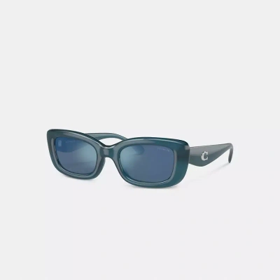 Coach Pillow Tabby Narrow Rectangle Sunglasses In Milky Blue