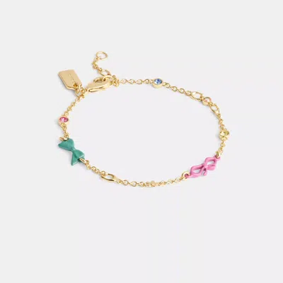 Coach Mini Bow Linear Bracelet In Yellow
