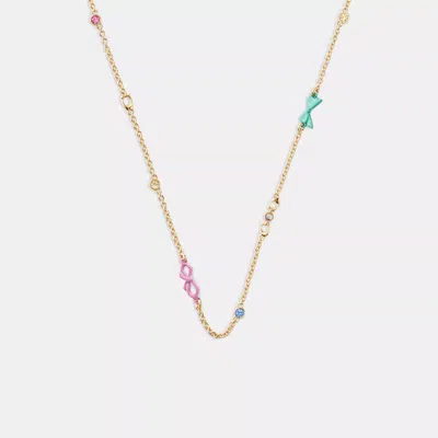 Coach Mini Bow Necklace In Yellow