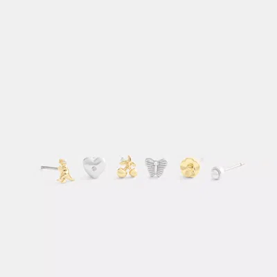 Coach Mini Butterfly And Rexy Stud Earrings Set In Yellow