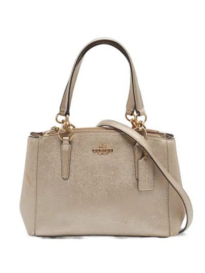 Pre-owned Coach Mini Christie Carryall Tote Bag In Gold
