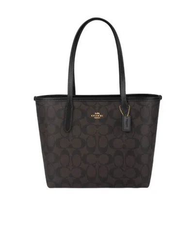 Coach Mini City Logo Handbag In Black