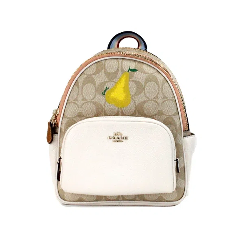 COACH Mini Court Signature Pear Motif Shoulder Backpack Bookbag Bag Chalk Taffy Coach (C8258) Mini Court Signature Coated Canvas Pear Motif  main image 3