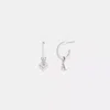 Coach Mini Dice And Rexy Charm Hoop Earrings In Gray