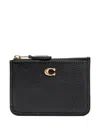 Coach Mini Id Leather Zip-fastening Wallet In Black