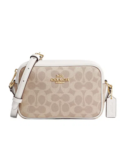 Coach Mini Jamie's Signature Canvas Camera Bag In Nude