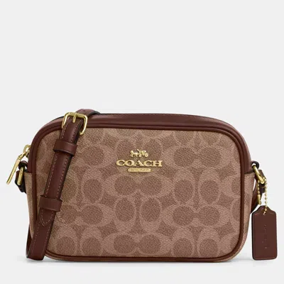 Pre-owned Coach Mini Jamie White Canvas Signature Canvas Camera Bag