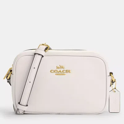 Pre-owned Coach Mini Jamie White Leather Signature Canvas Camera Bag