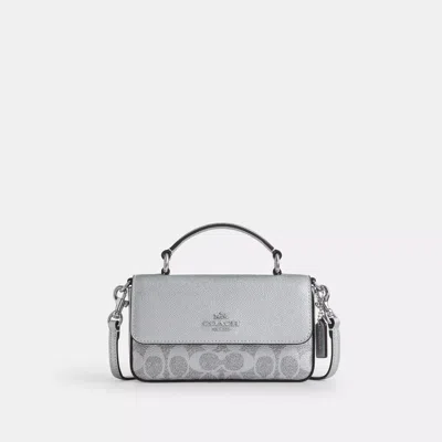 Coach Mini Josie Top Handle Bag In Signature Canvas In Gray