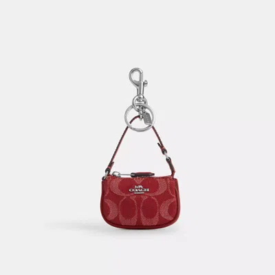 Coach Mini Nolita Bag Charm In Signature Denim In Red