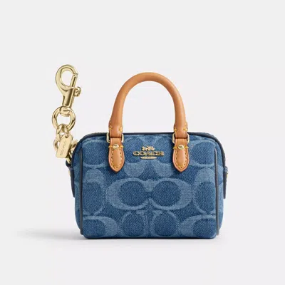 Coach Mini Rowan Bag Charm In Signature Denim In Blue