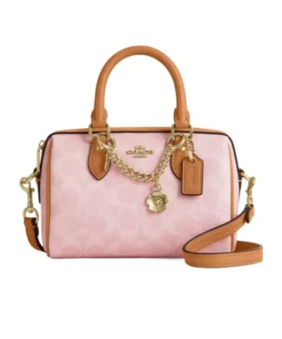 Coach Mini Rowan Crossbody Bag In Signature Canvas With Charms In Multi
