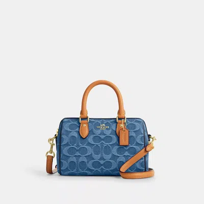 Coach Mini Rowan Crossbody Bag In Signature Denim In Blue
