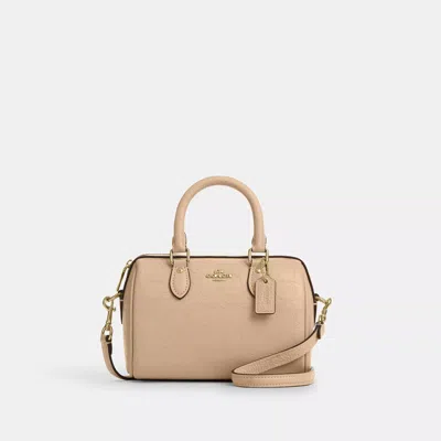 Coach Mini Rowan Crossbody Bag In Signature Leather In Sand