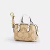 Coach Mini Rowan Satchel Bag Charm In Signature Canvas In Beige