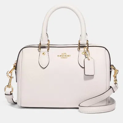 Pre-owned Coach Mini Rowan White Leather Handbag