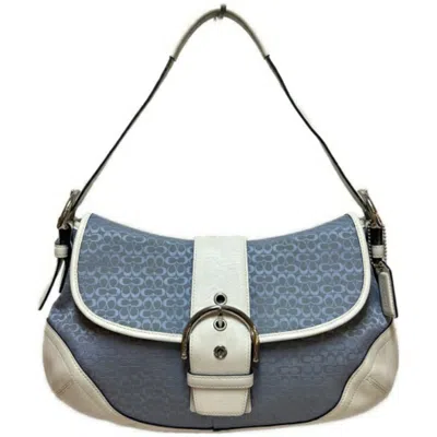 Pre-owned Coach Mini Signature Blue Leather Shoulder Bag ()