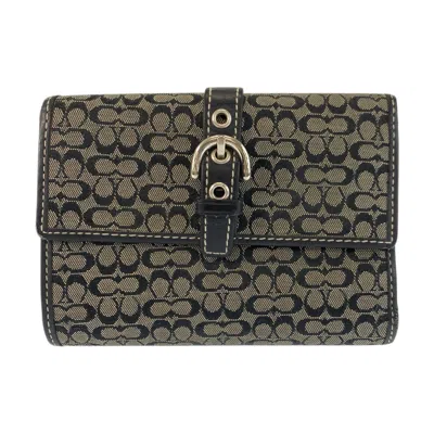 Coach Mini Signature Canvas Wallet In Black