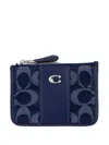 Coach Signature Mini Id Skinny Wallet In Blue