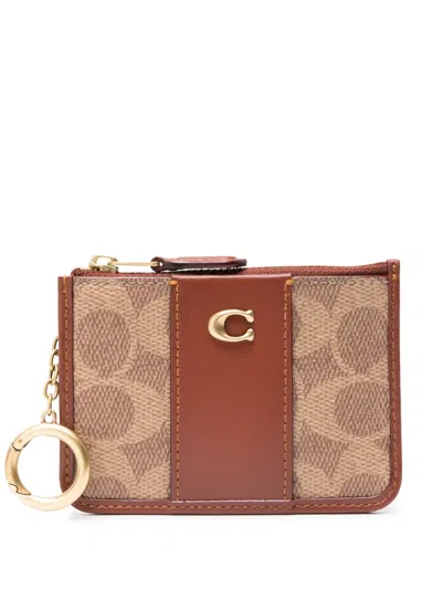 Coach Monogram Mini Skinny Id Case In Brown