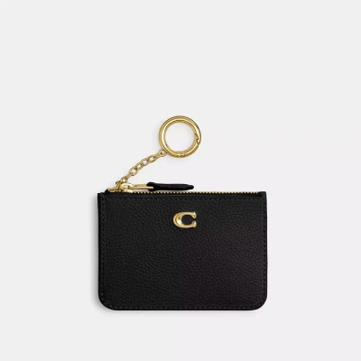 Coach Mini Skinny Id Case In Brass/black