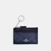 Coach Mini Skinny Id Case In Signature Canvas In Blue