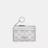 Coach Mini Skinny Id Case In Signature Canvas In Gray