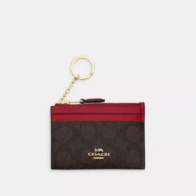 Coach Mini Skinny Id Case In Signature Canvas In Multi