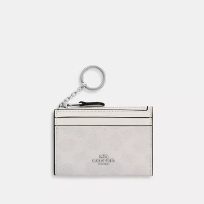 Coach Mini Skinny Id Case In Signature Canvas In White