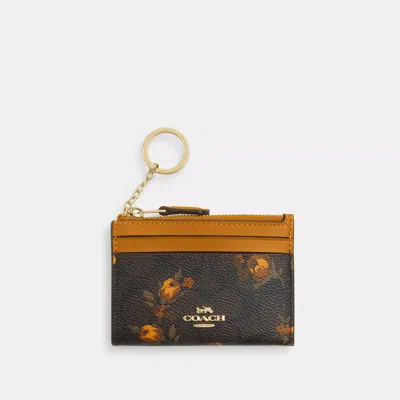 Coach Mini Skinny Id Case In Signature Canvas With Floral Print