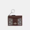 Coach Mini Skinny Id Case In Signature Jacquard In Brown