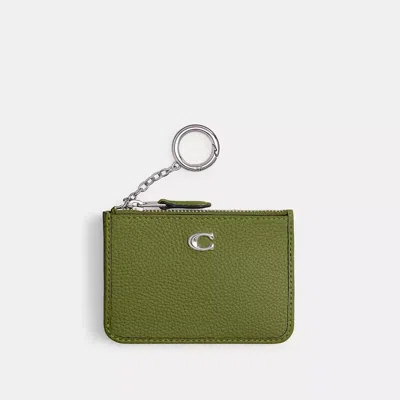 Coach Mini Skinny Id Case In Silver/dark Lime